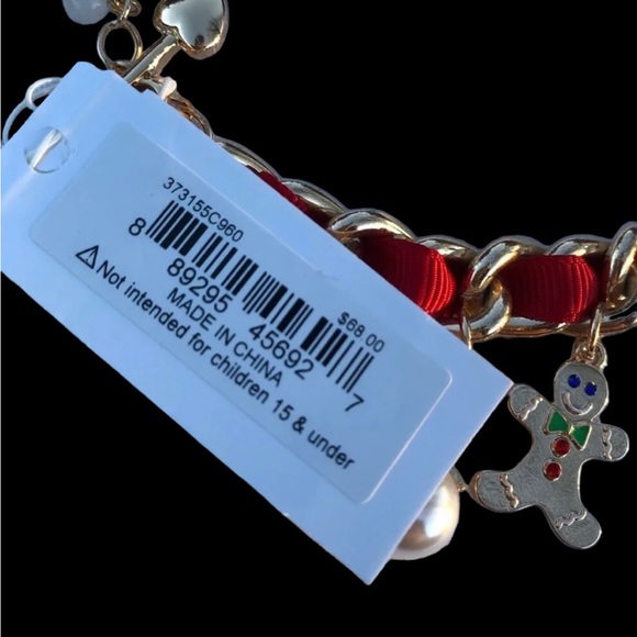 New Betsey Johnson Gold Tone Christmas Charm Rhinestone / crystal Bracelet - Picture 12 of 16